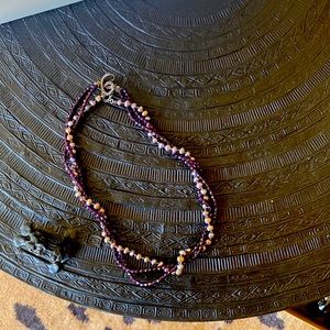 Amethyst and Pearl Necklace with Sterling Silver Clasp